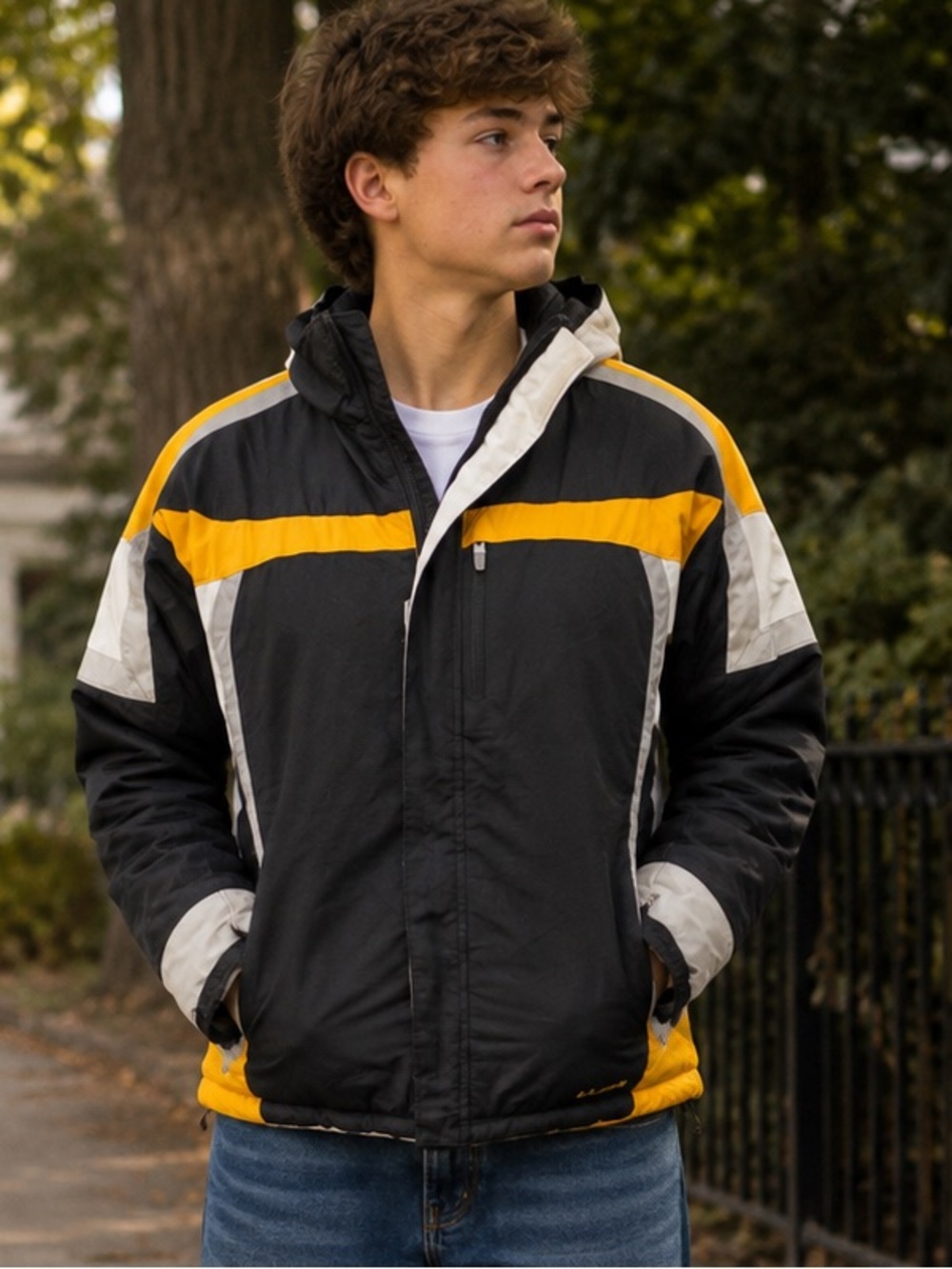 Vintage 2003 boys L.L. Bean black and yellow jacket size 18 XL